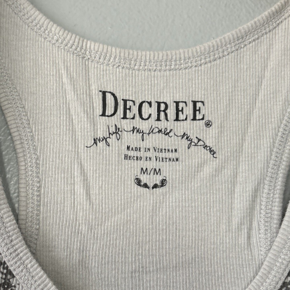 Decree Tank Top Size Medium Gray Ribbed Silver Studded Coquette Y2K Fairy Grunge - Picture 5 of 8